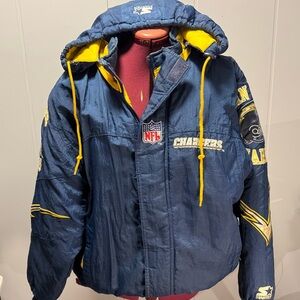 vintage 90s San Diego Chargers Pro Line Authentic Starter hooded puffer jacket